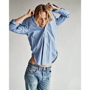 HOMMEGIRLS Classic Stripe Shirt Blue - S